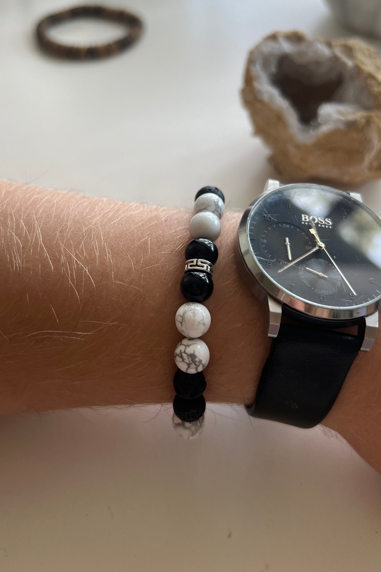 Men Protection & Peace • Howlite, Black Lava & Obsidian