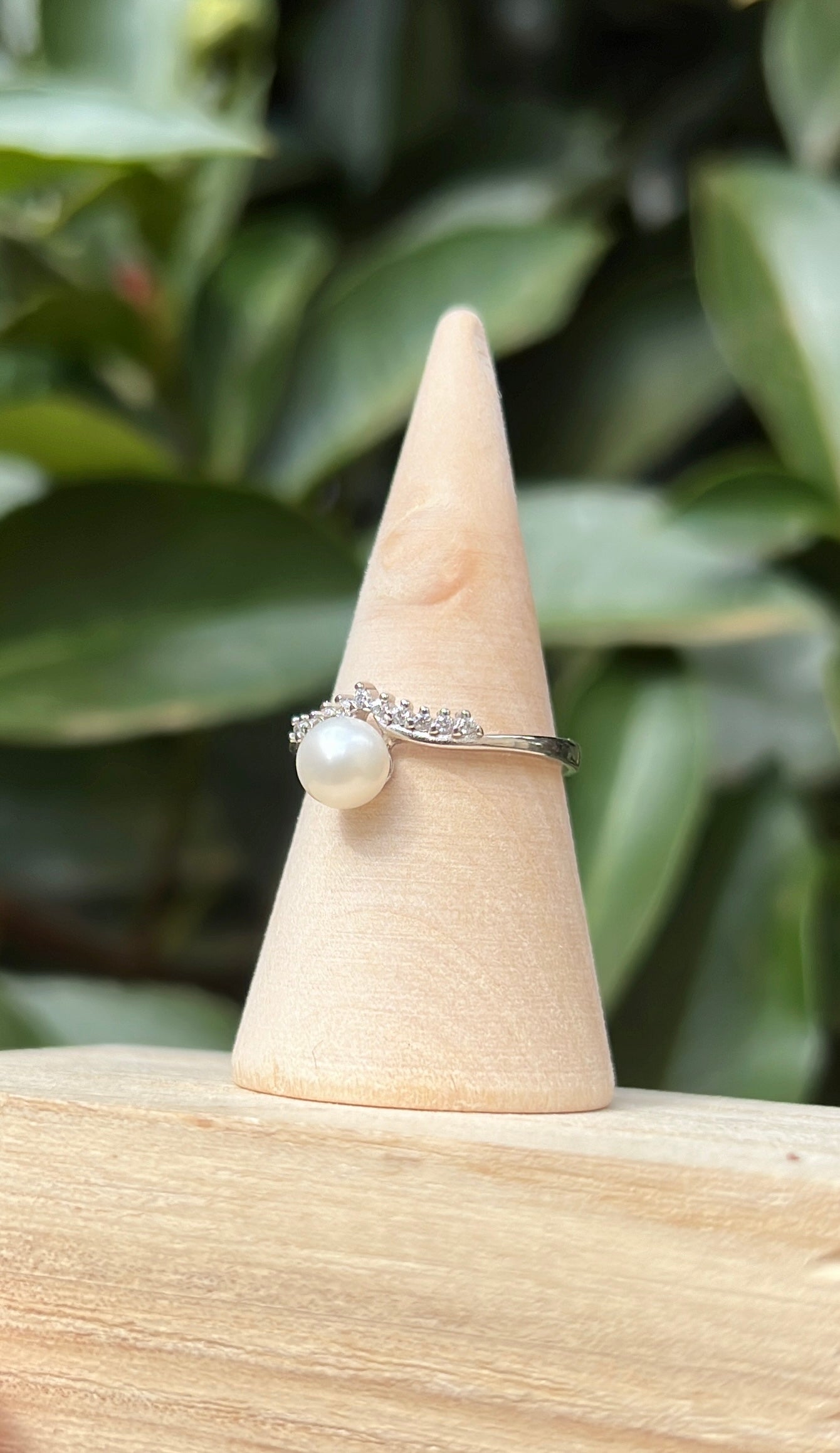 Natural pearl silver ring wedding