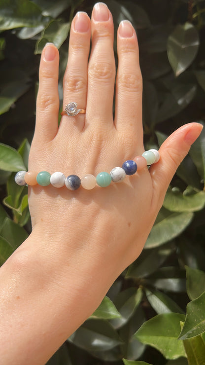 Happiness x Trust • Bracelet • Amazonite x Blue Sodalite x Howlite x Pink Aventurine