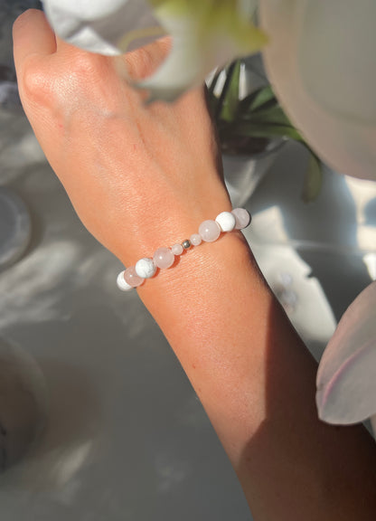 Emotional support for Kids • Bracelet • Rose Quartz & Howlite & 925 Silver