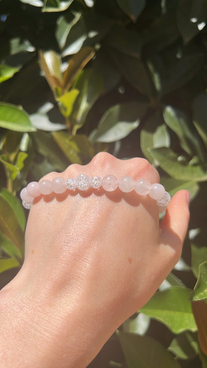 Love • Rose Quartz •  Glass •  Bracelet