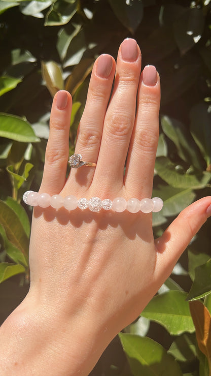 Love • Rose Quartz •  Glass •  Bracelet