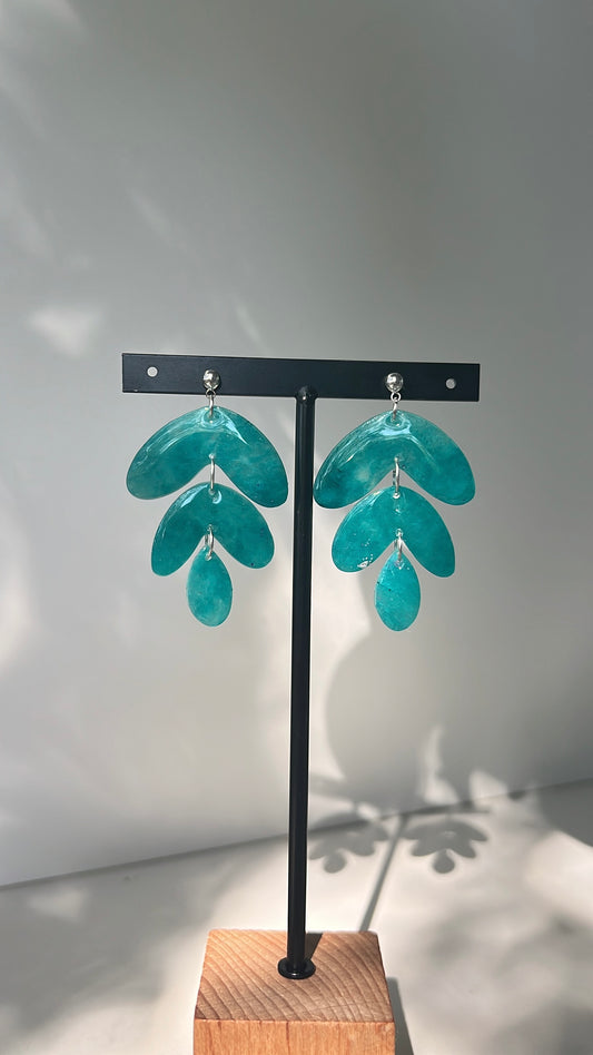 Teal Leaves • Luxurious Artisan Earrings