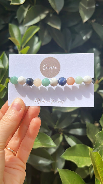 Happiness x Trust • Bracelet • Amazonite x Blue Sodalite x Howlite x Pink Aventurine