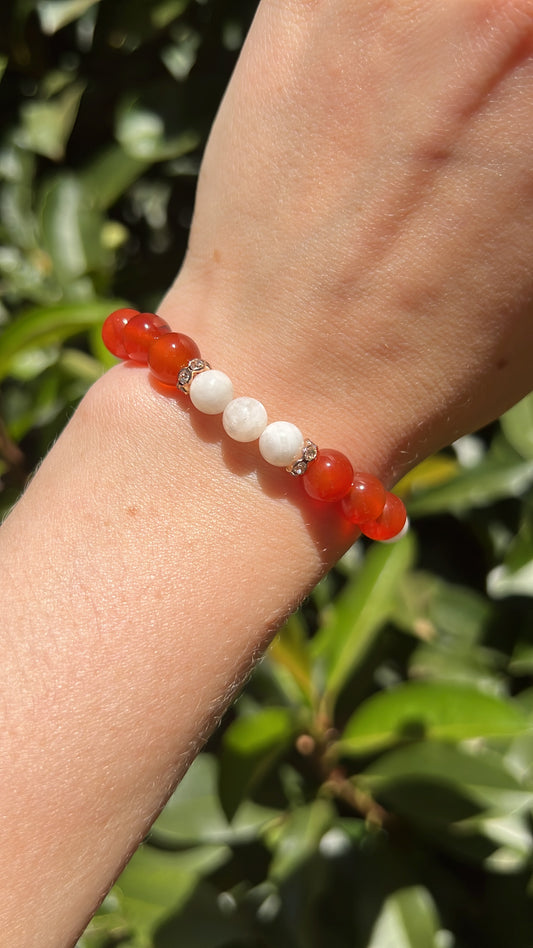 Fulfil Ideas x Plans • Bracelet • Carnelian & Moonstone & Brass