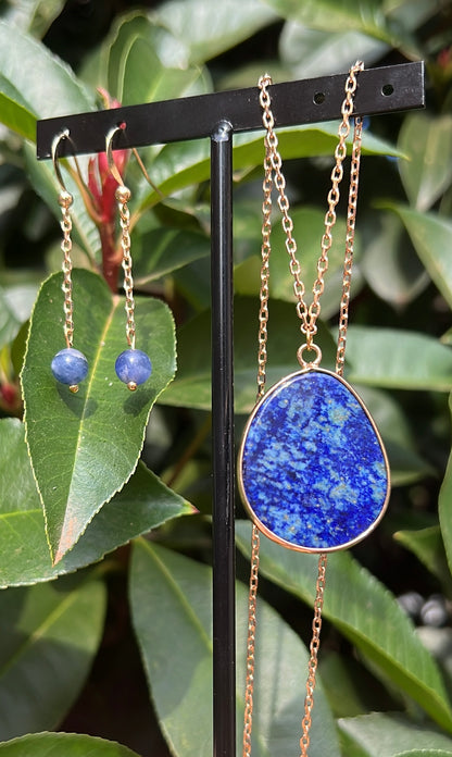 Dreams x Courage Combo • Necklace x Earrings • Lapis Lazuli & 18K Gold Plated