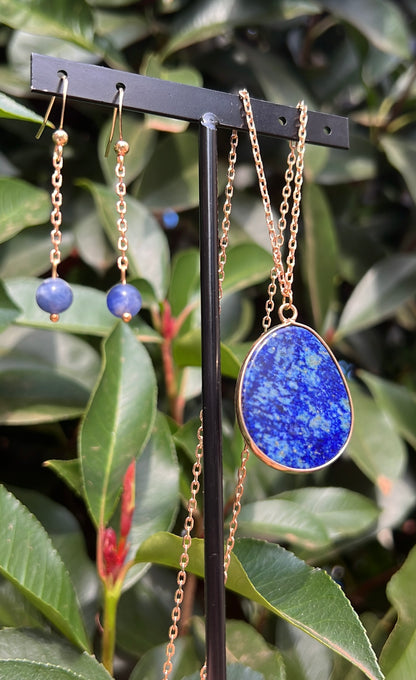 Dreams x Courage Combo • Necklace x Earrings • Lapis Lazuli & 18K Gold Plated