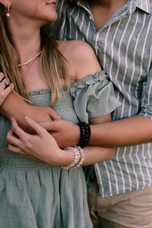 Protective Set for Couple • Bracelet • Howlite & Onyx