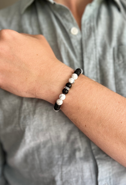 Men Protection & Peace • Howlite, Black Lava & Obsidian