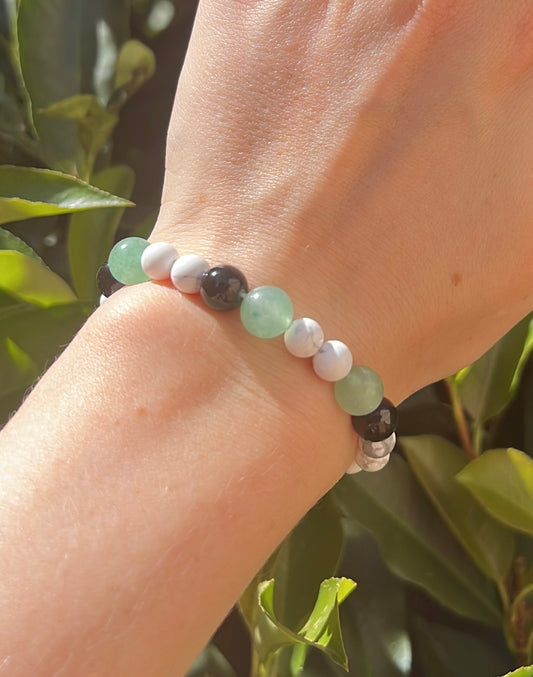 green aventurine onyx howlite natural crystal stone bracelet