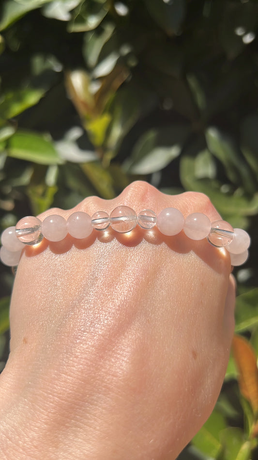 natural clear quartz rose quartz crystal stone bracelet