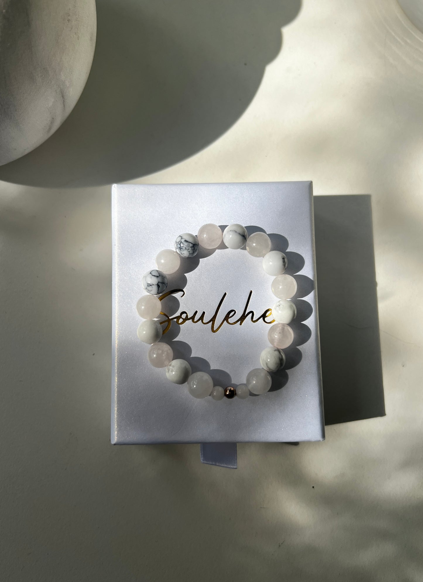 Emotional support for Kids • Bracelet • Rose Quartz & Howlite & 925 Silver