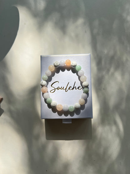 Happiness x Peace • Bracelet • Amazonite x Aquamarine x Pink Aventurine x Howlite