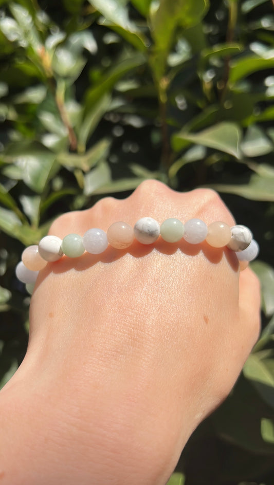 Happiness x Peace • Bracelet • Amazonite x Aquamarine x Pink Aventurine x Howlite