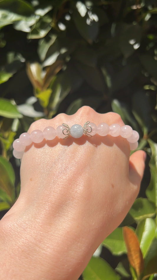 Love x Relationships • Bracelet • Aquamarine & Rose Quartz & Brass