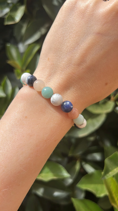 Happiness x Trust • Bracelet • Amazonite x Blue Sodalite x Howlite x Pink Aventurine