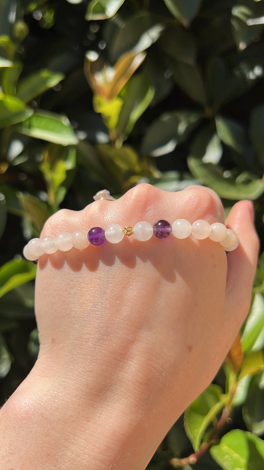 Spirituality x Motivation • Bracelet • Pink Aventurine & Amethyst & 18K Gold Plated