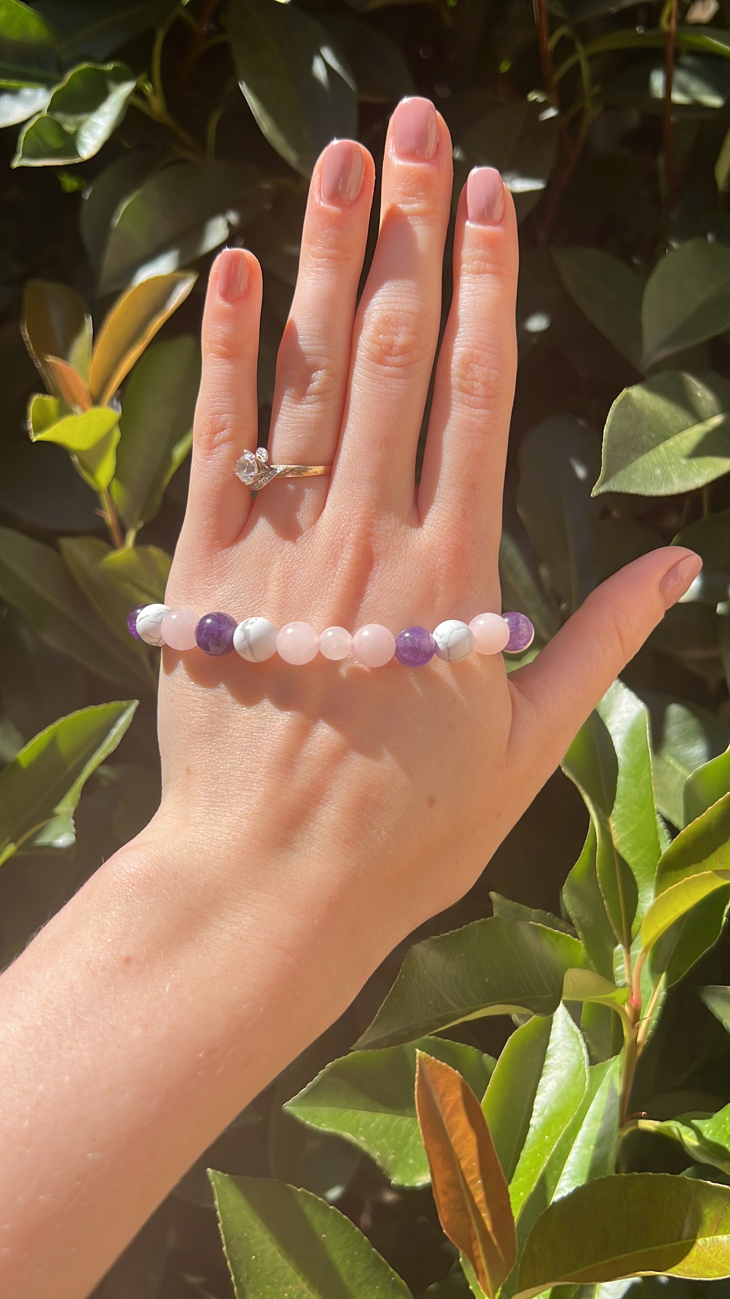 rose quartz howlite amethyst bracelet natural stone 