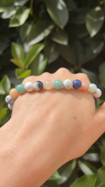 Happiness x Trust • Bracelet • Amazonite x Blue Sodalite x Howlite x Pink Aventurine