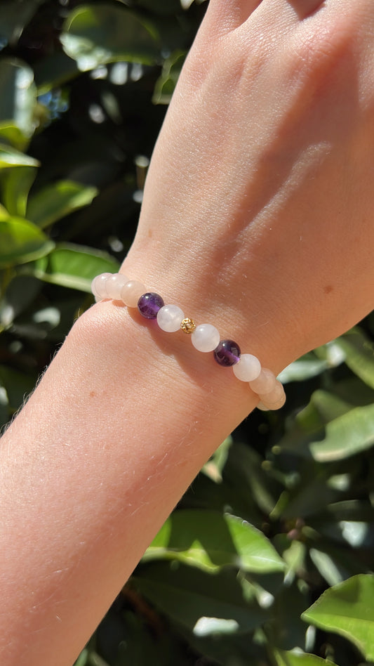 Spirituality x Motivation • Bracelet • Pink Aventurine & Amethyst & 18K Gold Plated