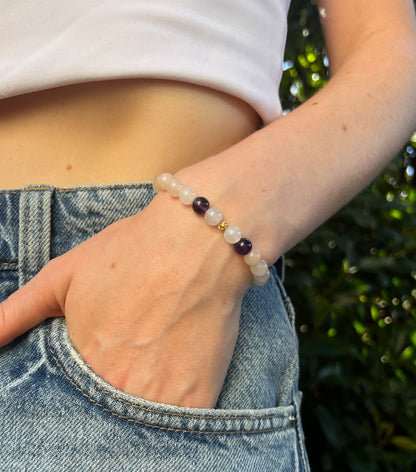 Spirituality x Motivation • Bracelet • Pink Aventurine & Amethyst & 18K Gold Plated