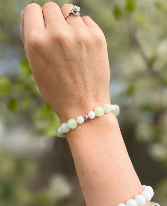 New beginnings, Femininity • Bracelet • Burmese Jade & Moonstone & 925 Sterling Silver