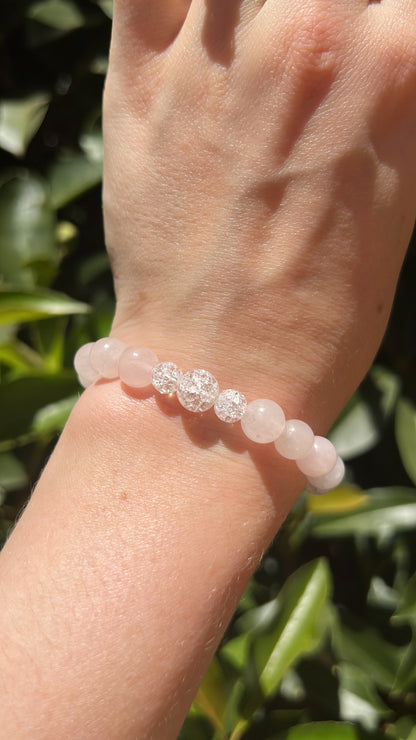 Love • Rose Quartz •  Glass •  Bracelet