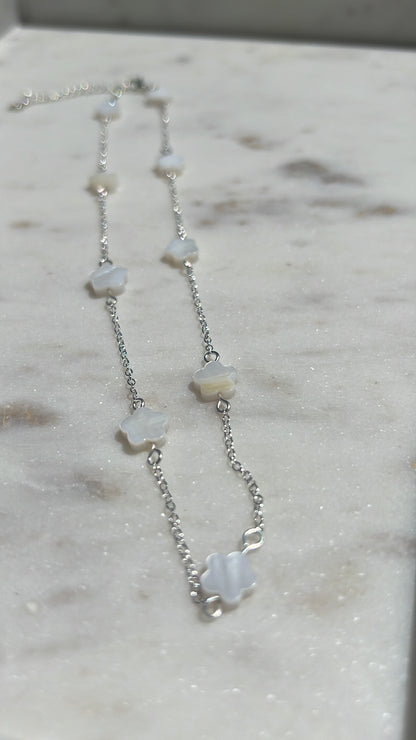 natural shell silver necklace