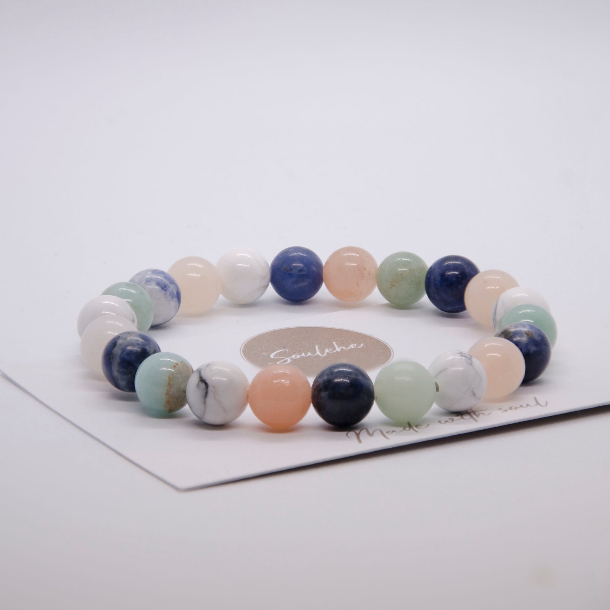 Blue Soalidte, Howlite, Amazonite, Pink Aventurine, Bracelet, Crystals, Nature crystals, Gemstone, Handmad jewellery