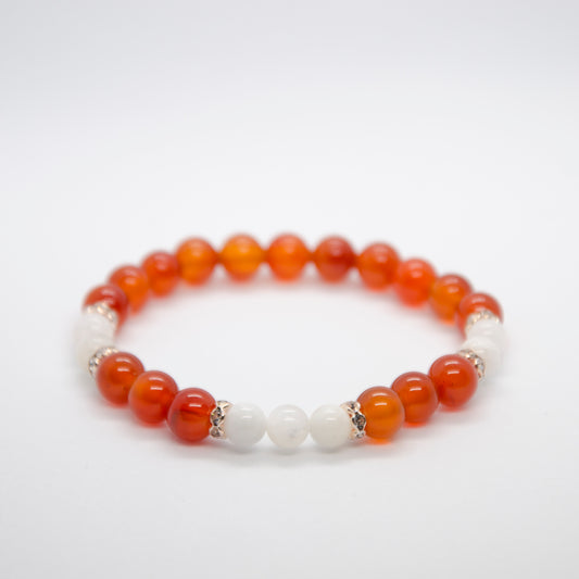 Bracelet - Carnelian & Moonstone & Brass