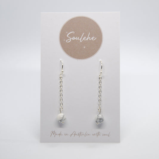 Earrings - Howlite & 925 Silver