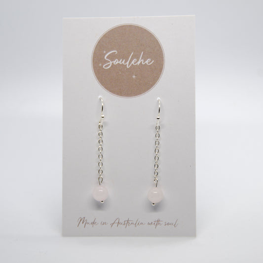 Rose Quartz Earrings | Silver Rose Quartz Earrings | Soulehe