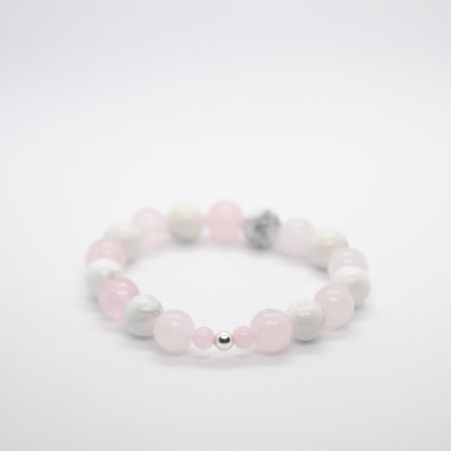 Bracelet - Rose Quartz & Howlite & 925 Silver