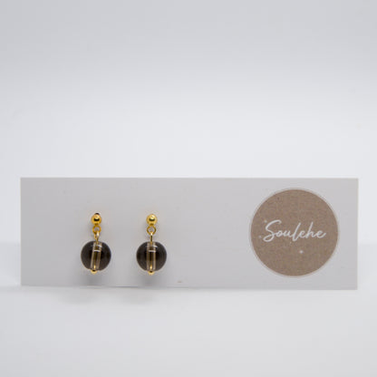 Smoky Quartz Bead Earrings | Women's Beaded Earrings | Soulehe